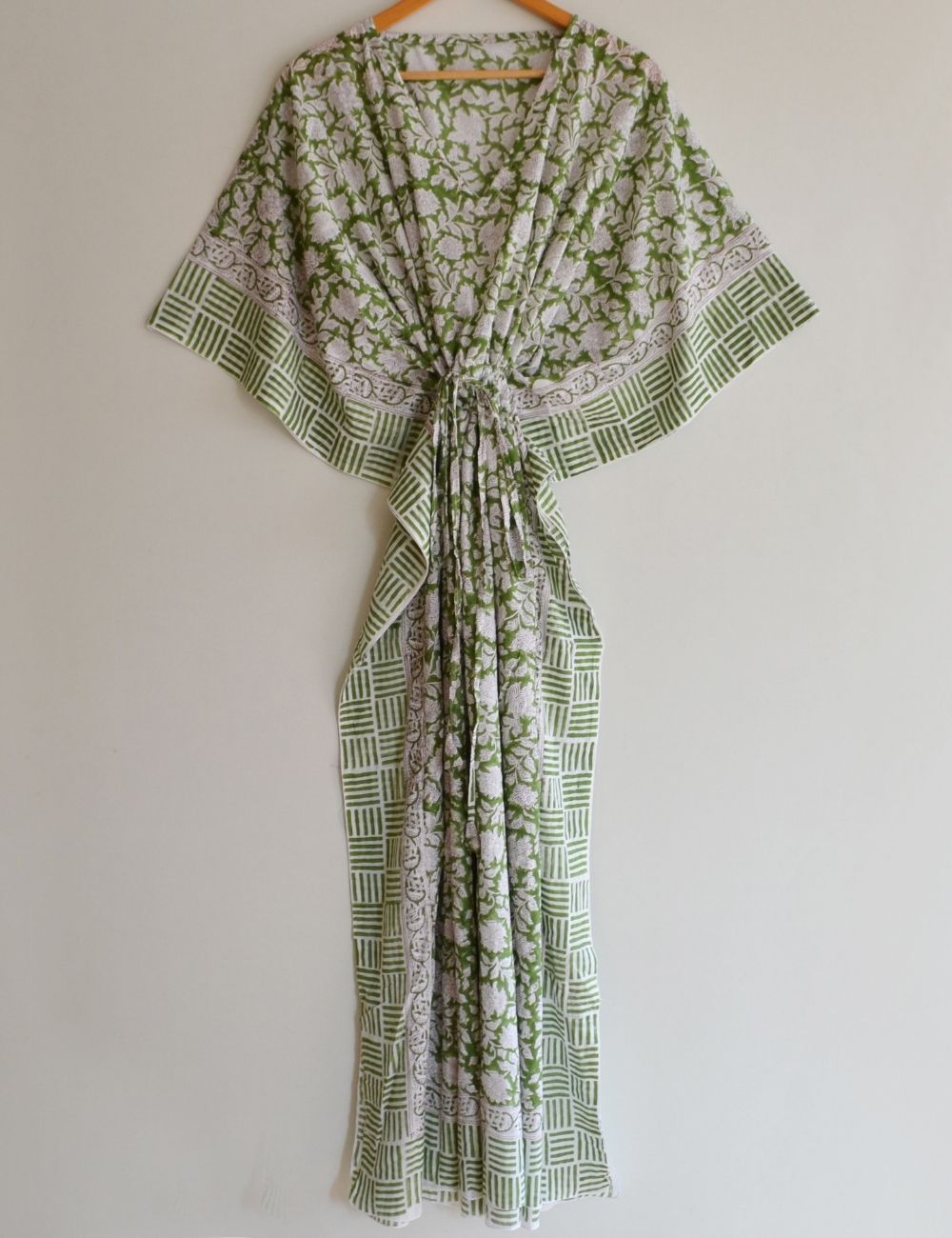 Pure Cotton Dress Indian Block Print Summer Loungewear Caftan