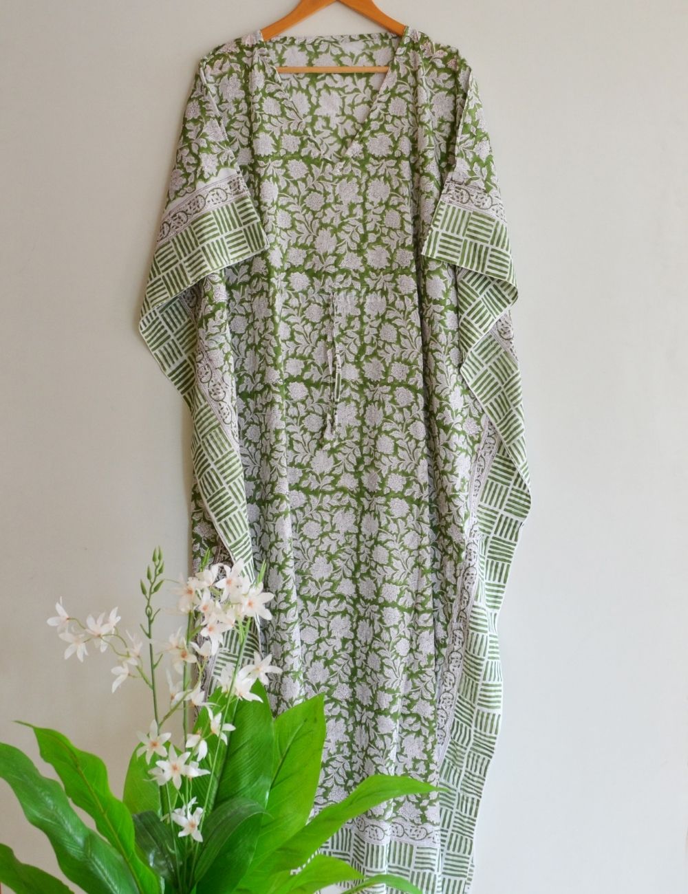 Pure Cotton Dress Indian Block Print Summer Loungewear Caftan