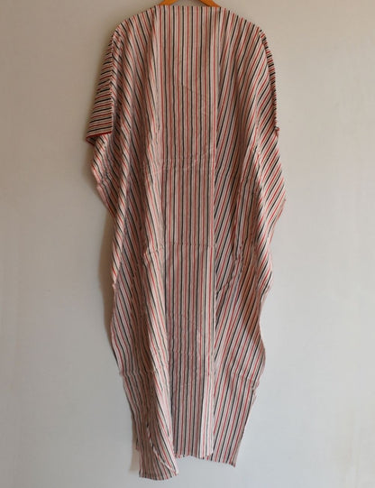 Striped Printed Longwear Beach Cover Up Cotton Kaftan