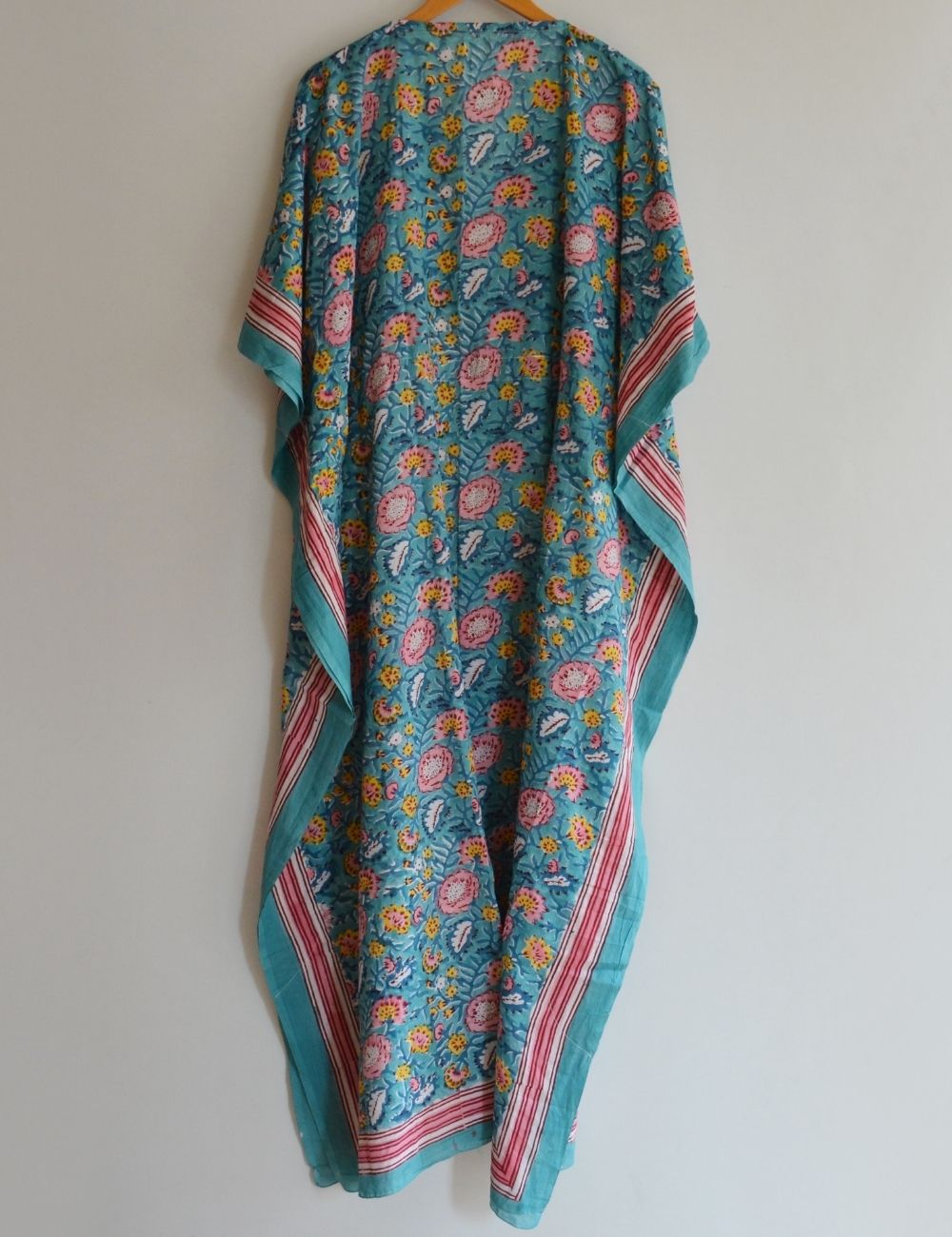 Hand Block Print Boho V-Neck Cotton Kaftan