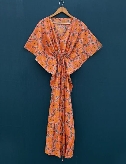 Floral Printed Indian Handmade Cotton Boho Kaftan