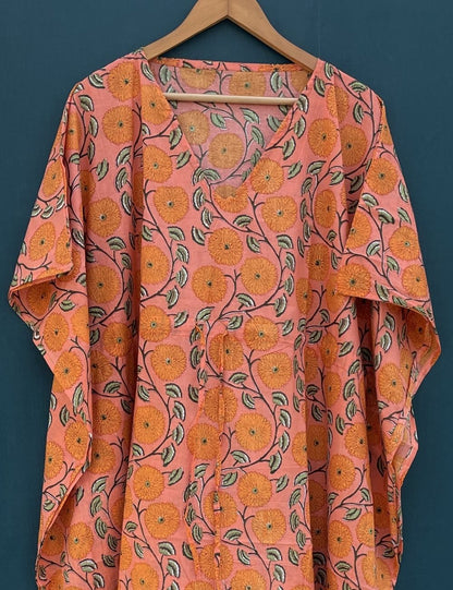 Floral Printed Indian Handmade Cotton Boho Kaftan