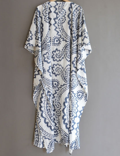 Screen Printed Cotton Caftan For Women Summer Night Wear Gown