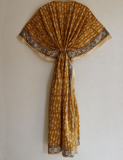 Yellow Fish Print Beach Cotton Gown Pregnancy Dress
