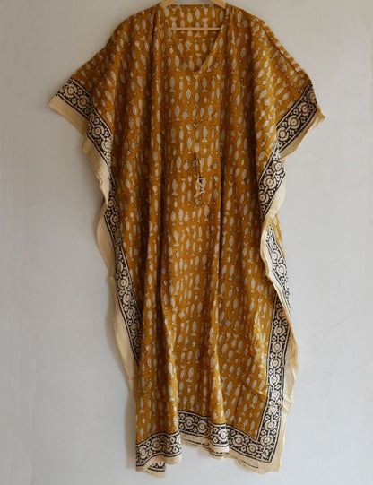 Yellow Fish Print Beach Cotton Gown Pregnancy Dress