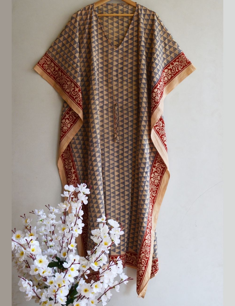 Cotton Kaftan Ethnic Boho Bagru Long Kaftan