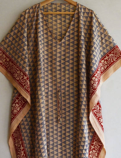 Cotton Kaftan Ethnic Boho Bagru Long Kaftan