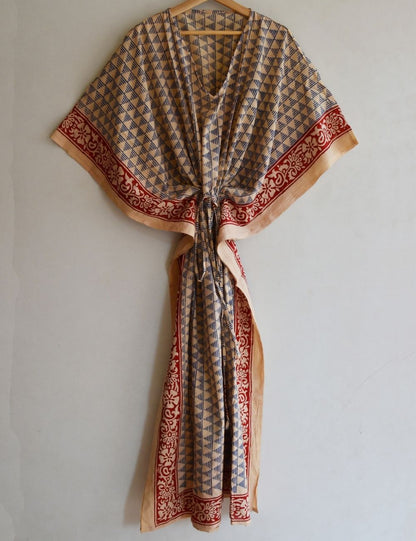 Cotton Kaftan Ethnic Boho Bagru Long Kaftan