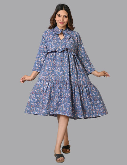 Block Printed Cotton Handmade Midi Dress