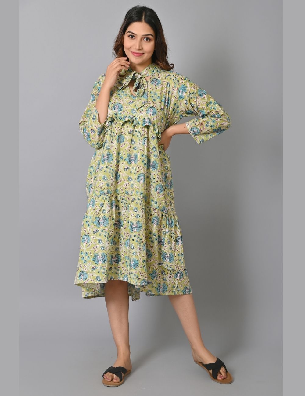Hand Block Printed Party Wear Dress