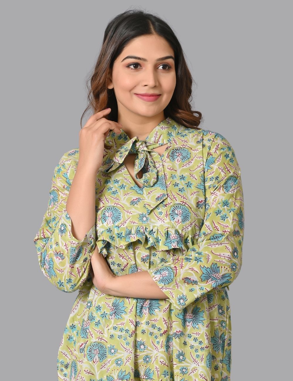 Hand Block Printed Party Wear Dress