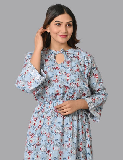 Women's Causal Indian Cotton Midi Dress