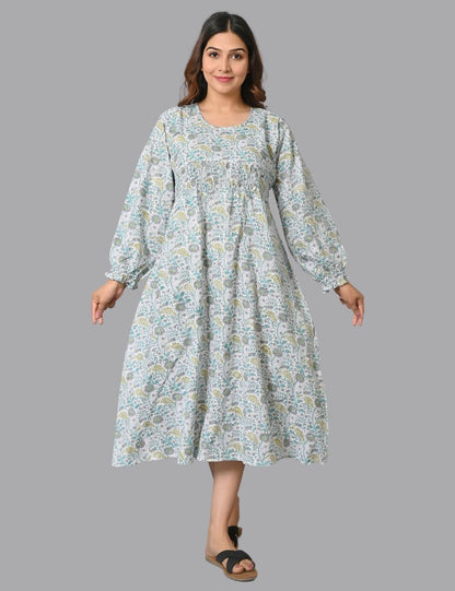 Floral Print Boho Midi Dress