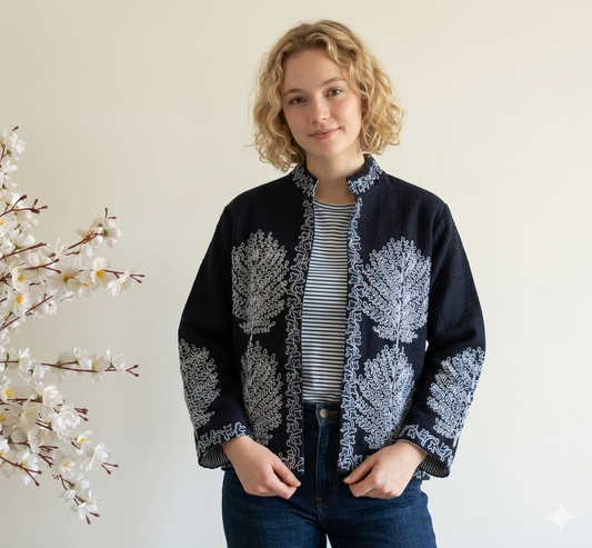 Bohemoian Valvet Black Beautiful Jacket For Women Wear Luxury Hand-Embroidered Black Suzani Jacket