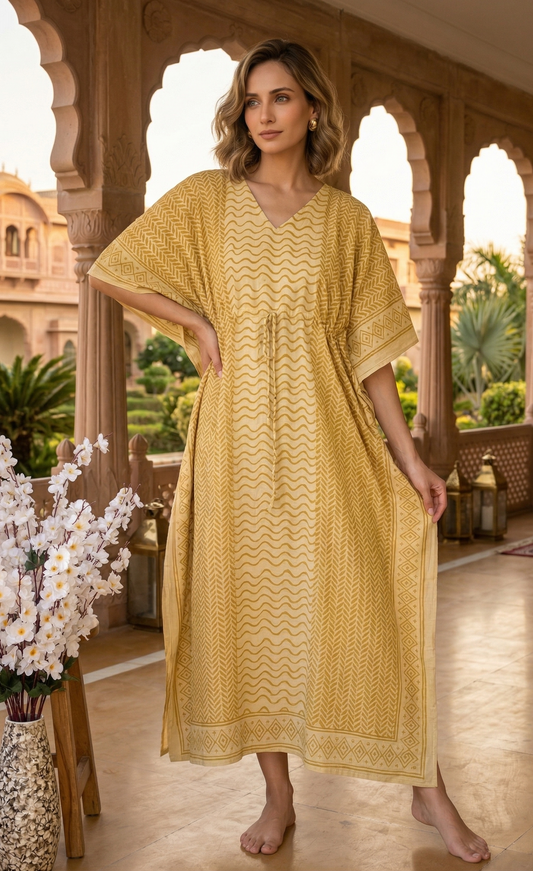 Cotton Kaftan Hand Block Print Soft Cotton Caftan Boho Summer Beach Bikini Cover Up Tunics