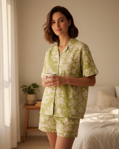 Light Weight Indian Soft Cotton Night Dress For Women's Summer Beach Wear Short Pj Set