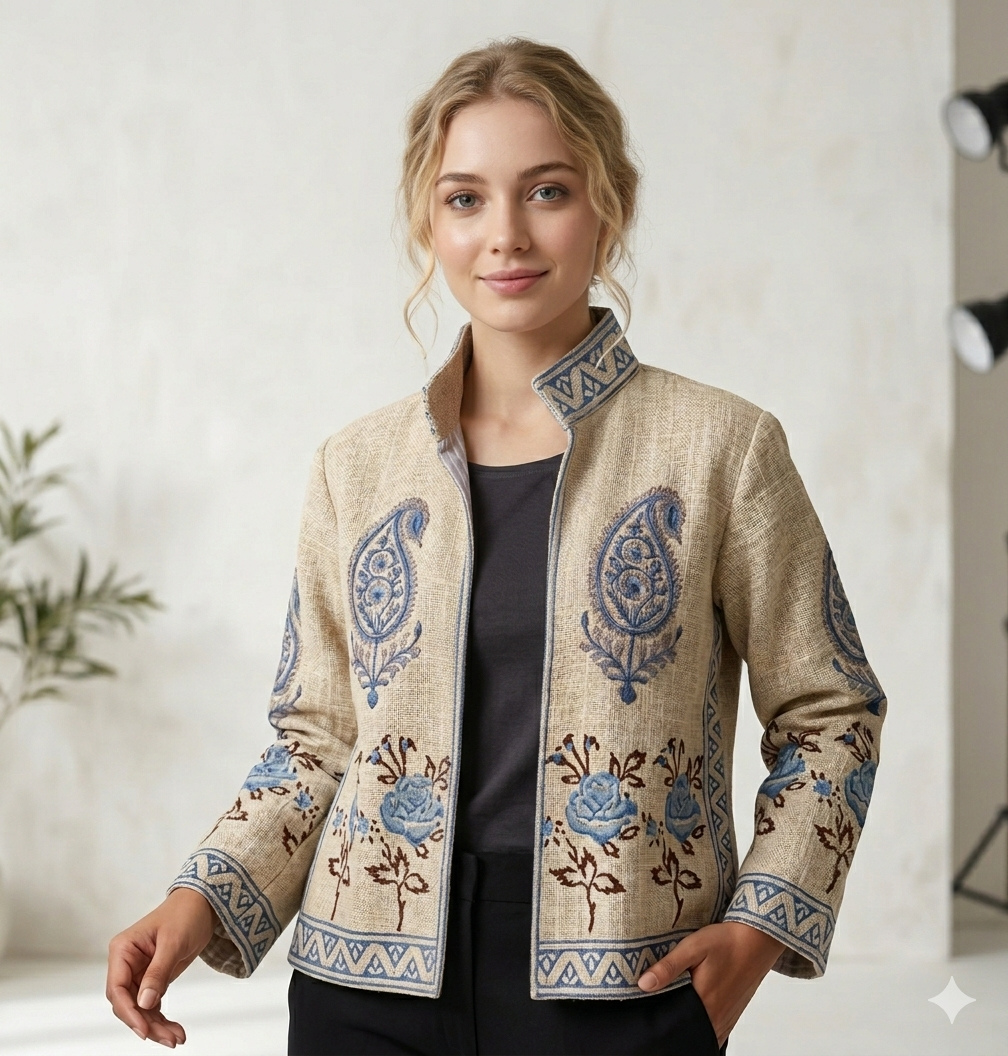 Boho Suzani Jacket One of a Kind Boho Short Coat Free Size New Indian Suzani Embroidery Jacket Women's Wear Cotton Coat