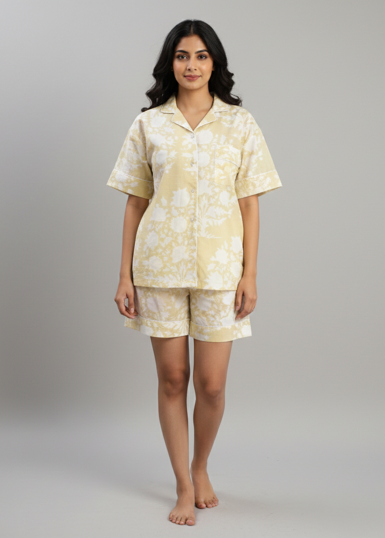 Handmade Cotton Pajama Set: Block Print Boho Loungewear House Wear Night Dress