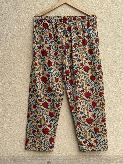 Indian Bagru Light Weight Cotton Pj Set Floral Print Sleepwear Pajamas Dress