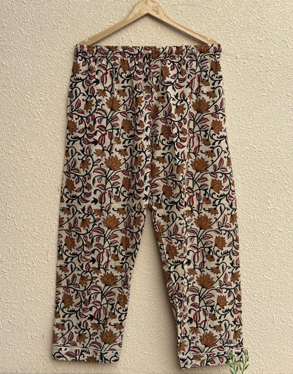 Bohemian Sleepwear Indian Hand Printed Cotton Women's Wear Pj Set For All Season Mid-Night Comforter
