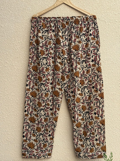 Bohemian Sleepwear Indian Hand Printed Cotton Women's Wear Pj Set For All Season Mid-Night Comforter