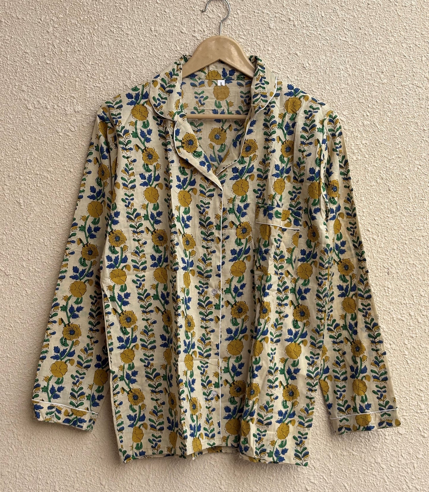 Hand Block Cotton Women's Pajama Set | Floral Print Light Weight Night Dress | Causasl Wear House Pjs