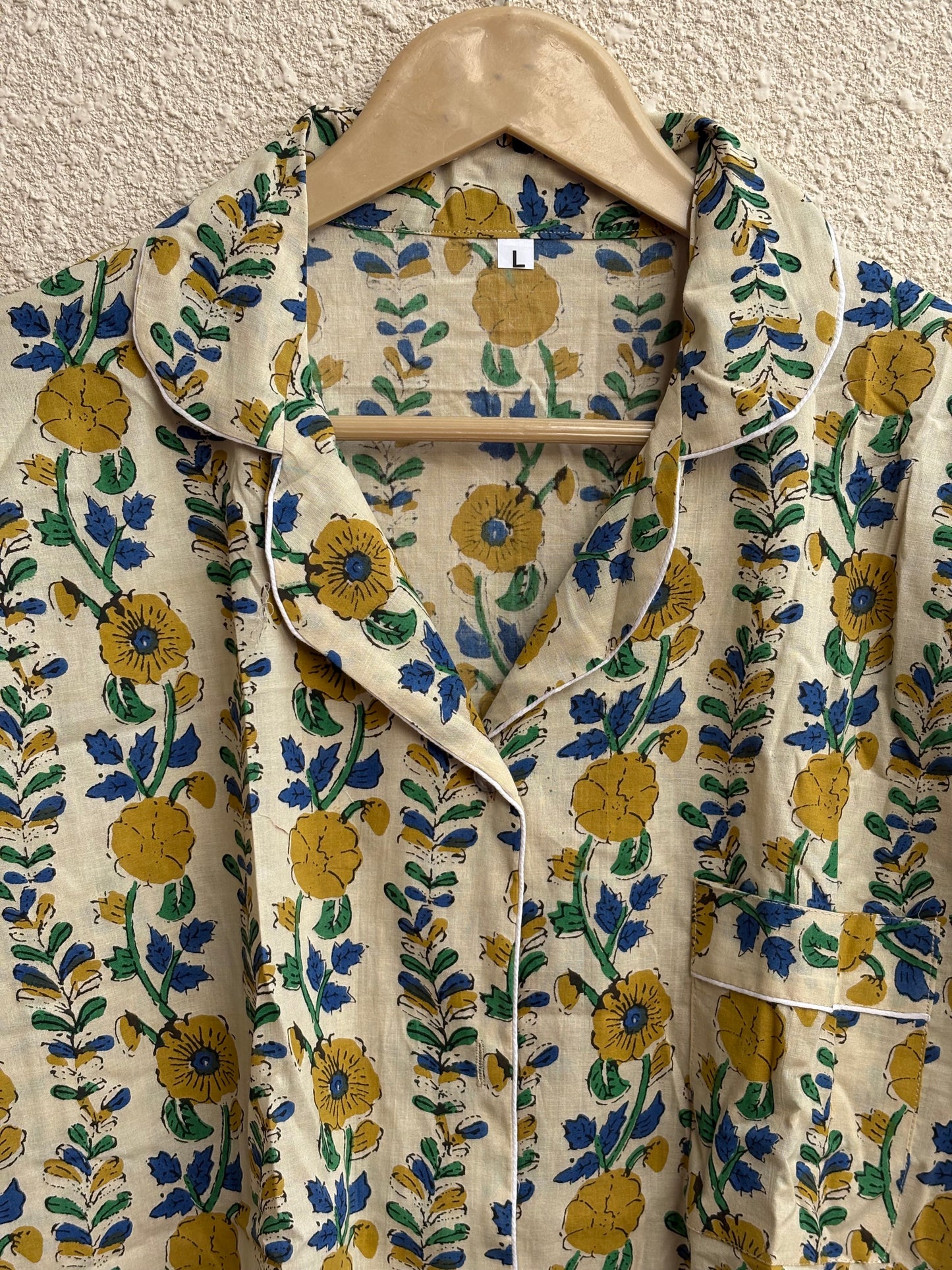 Hand Block Cotton Women's Pajama Set | Floral Print Light Weight Night Dress | Causasl Wear House Pjs