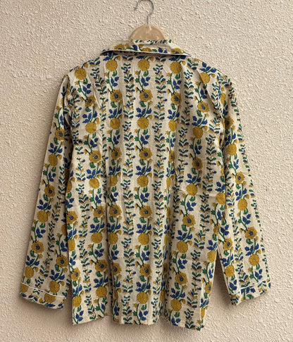 Hand Block Cotton Women's Pajama Set | Floral Print Light Weight Night Dress | Causasl Wear House Pjs