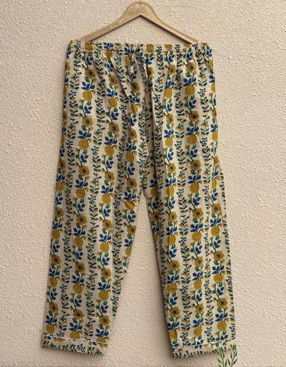 Hand Block Cotton Women's Pajama Set | Floral Print Light Weight Night Dress | Causasl Wear House Pjs