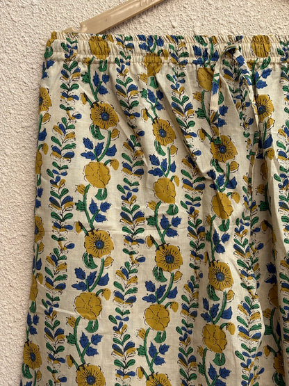 Hand Block Cotton Women's Pajama Set | Floral Print Light Weight Night Dress | Causasl Wear House Pjs