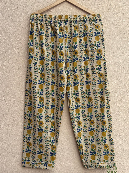 Hand Block Cotton Women's Pajama Set | Floral Print Light Weight Night Dress | Causasl Wear House Pjs