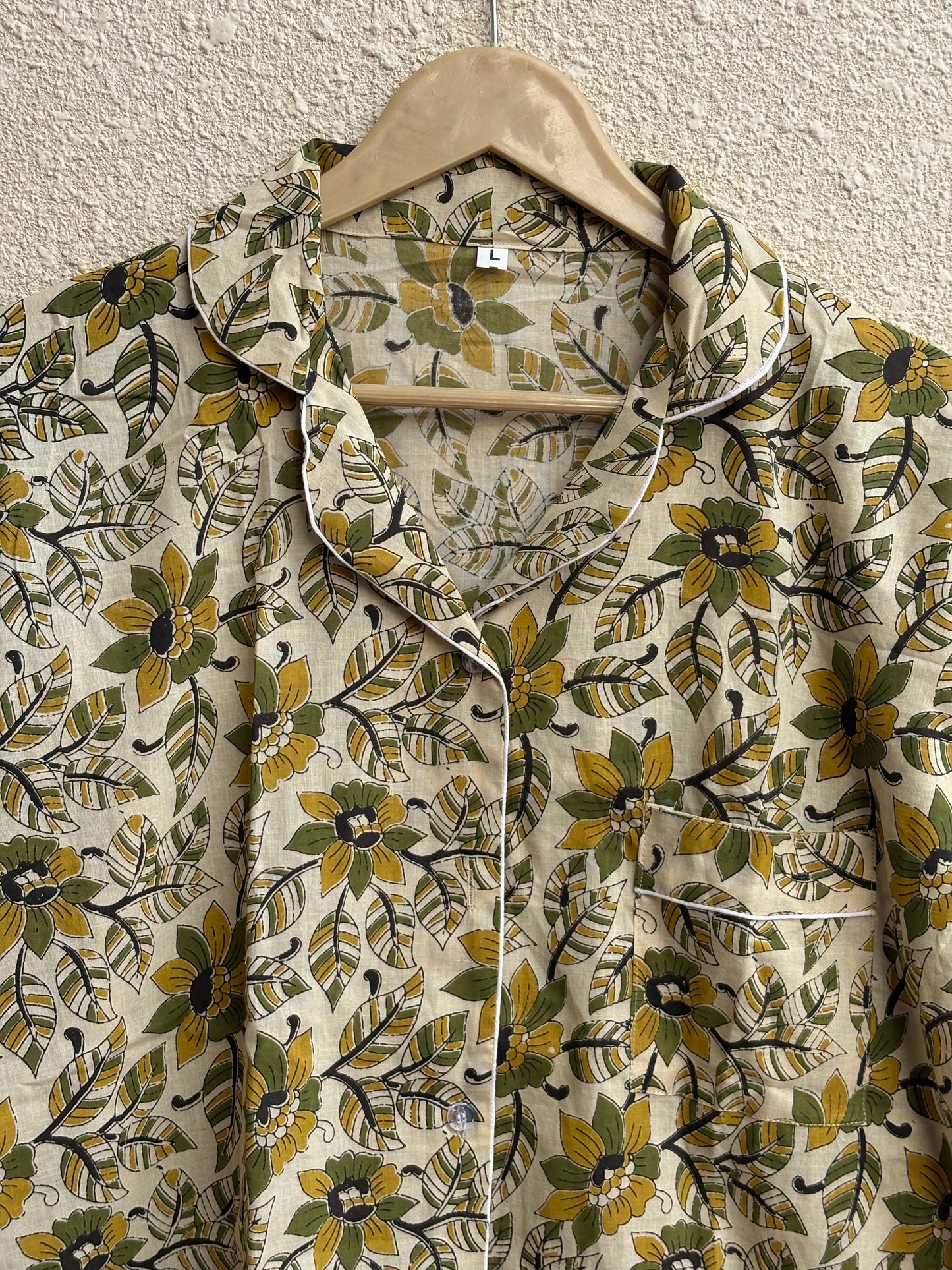 Hand Block Bagru Print Cotton Pajama Set | Summer Nightwear Pjs | Bohemian Sleepwear Women Loungewear With Pants| Bridesmaid Night Party Wear Dress