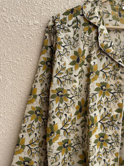 Hand Block Bagru Print Cotton Pajama Set | Summer Nightwear Pjs | Bohemian Sleepwear Women Loungewear With Pants| Bridesmaid Night Party Wear Dress