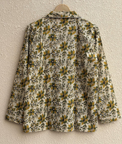 Hand Block Bagru Print Cotton Pajama Set | Summer Nightwear Pjs | Bohemian Sleepwear Women Loungewear With Pants| Bridesmaid Night Party Wear Dress