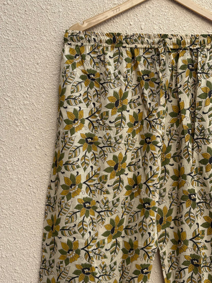 Hand Block Bagru Print Cotton Pajama Set | Summer Nightwear Pjs | Bohemian Sleepwear Women Loungewear With Pants| Bridesmaid Night Party Wear Dress