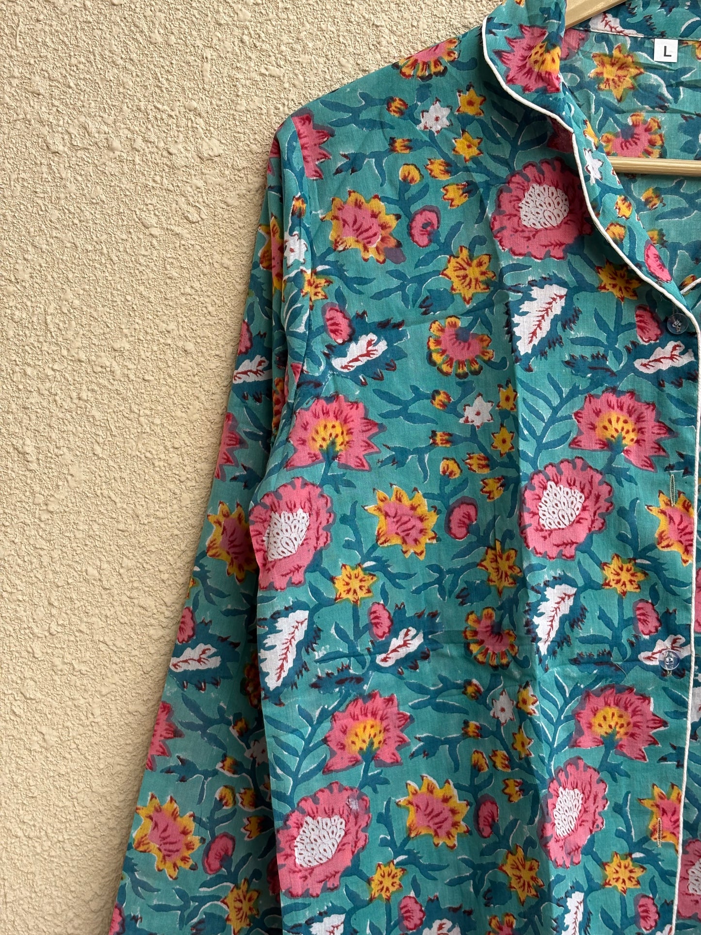 Multicolor Floral Print Cotton Pajama Set for Women | Hand Block Print Night Suit | Eco-Friendly Loungewear | Handmade Sleepwear Gift for Her