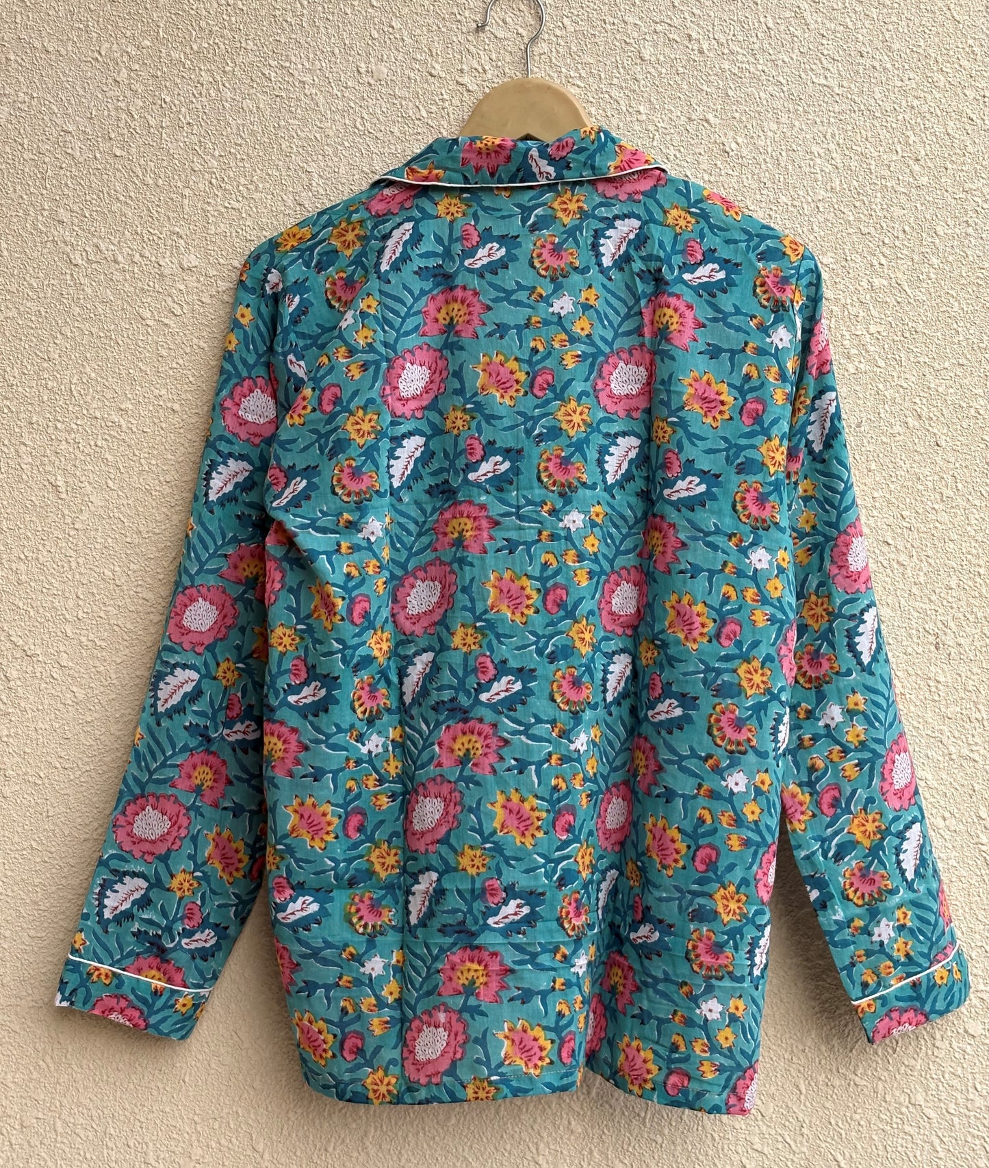 Multicolor Floral Print Cotton Pajama Set for Women | Hand Block Print Night Suit | Eco-Friendly Loungewear | Handmade Sleepwear Gift for Her