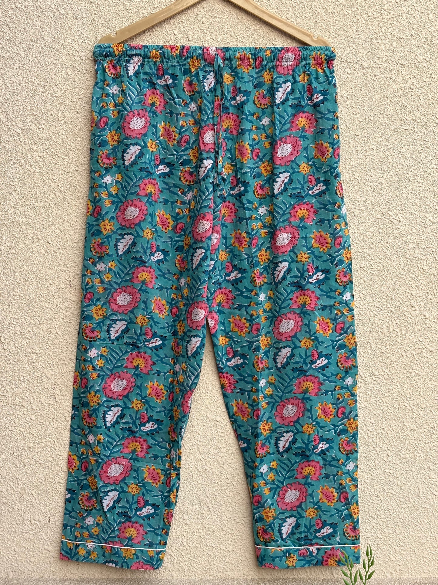 Multicolor Floral Print Cotton Pajama Set for Women | Hand Block Print Night Suit | Eco-Friendly Loungewear | Handmade Sleepwear Gift for Her