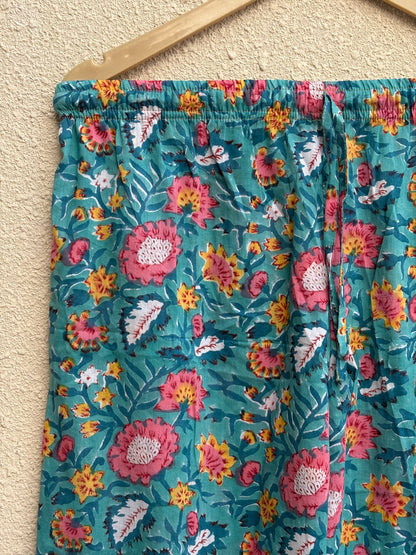 Multicolor Floral Print Cotton Pajama Set for Women | Hand Block Print Night Suit | Eco-Friendly Loungewear | Handmade Sleepwear Gift for Her