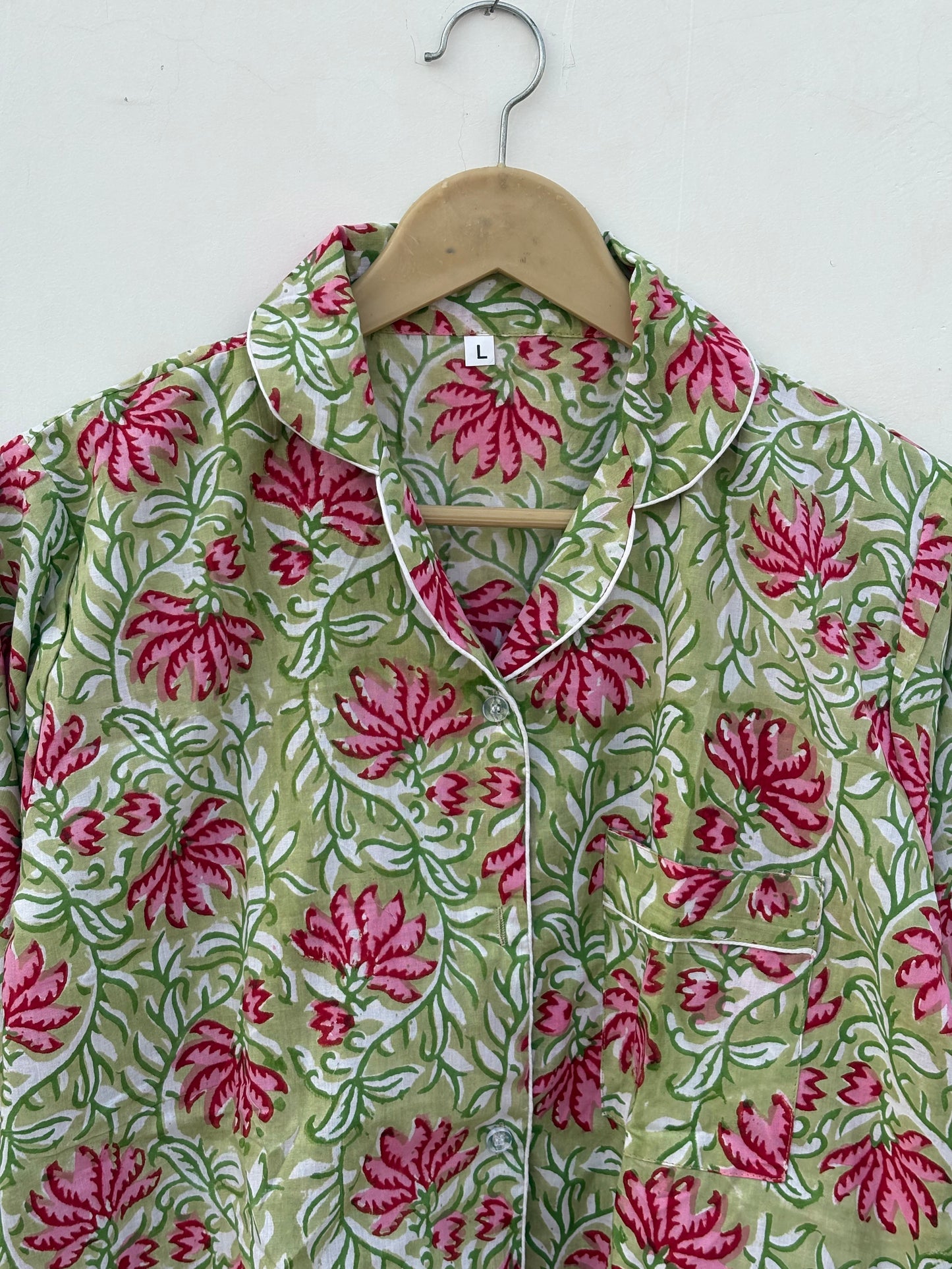 Handmade Cotton Pajama Set: Hand Block Print Boho Loungewear With Pouch Pjs