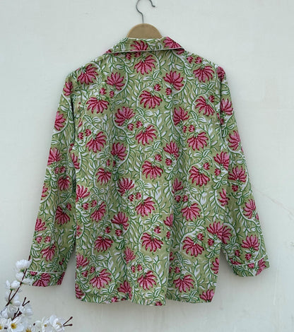 Handmade Cotton Pajama Set: Hand Block Print Boho Loungewear With Pouch Pjs