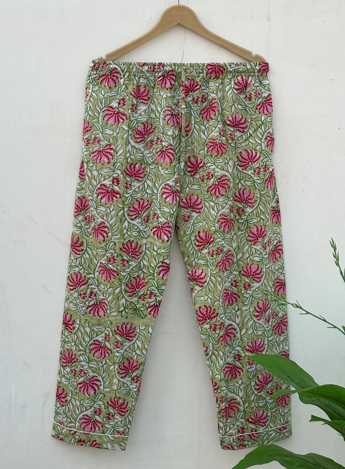 Handmade Cotton Pajama Set: Hand Block Print Boho Loungewear With Pouch Pjs