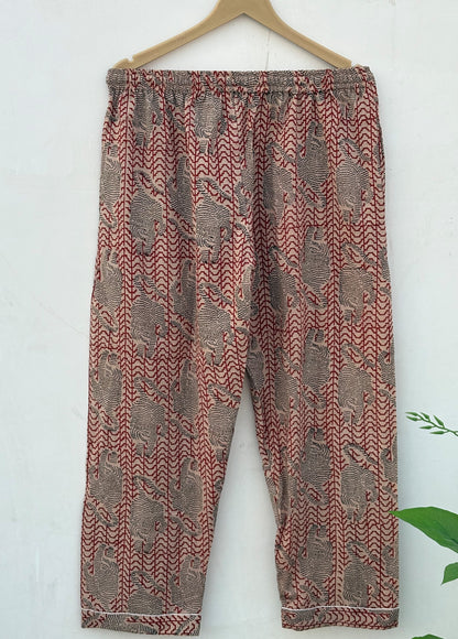 Long Sleeves Indian Hand Printed Bagru Cotton Night Dress : Summer Boho Women Sleepwear Comforter