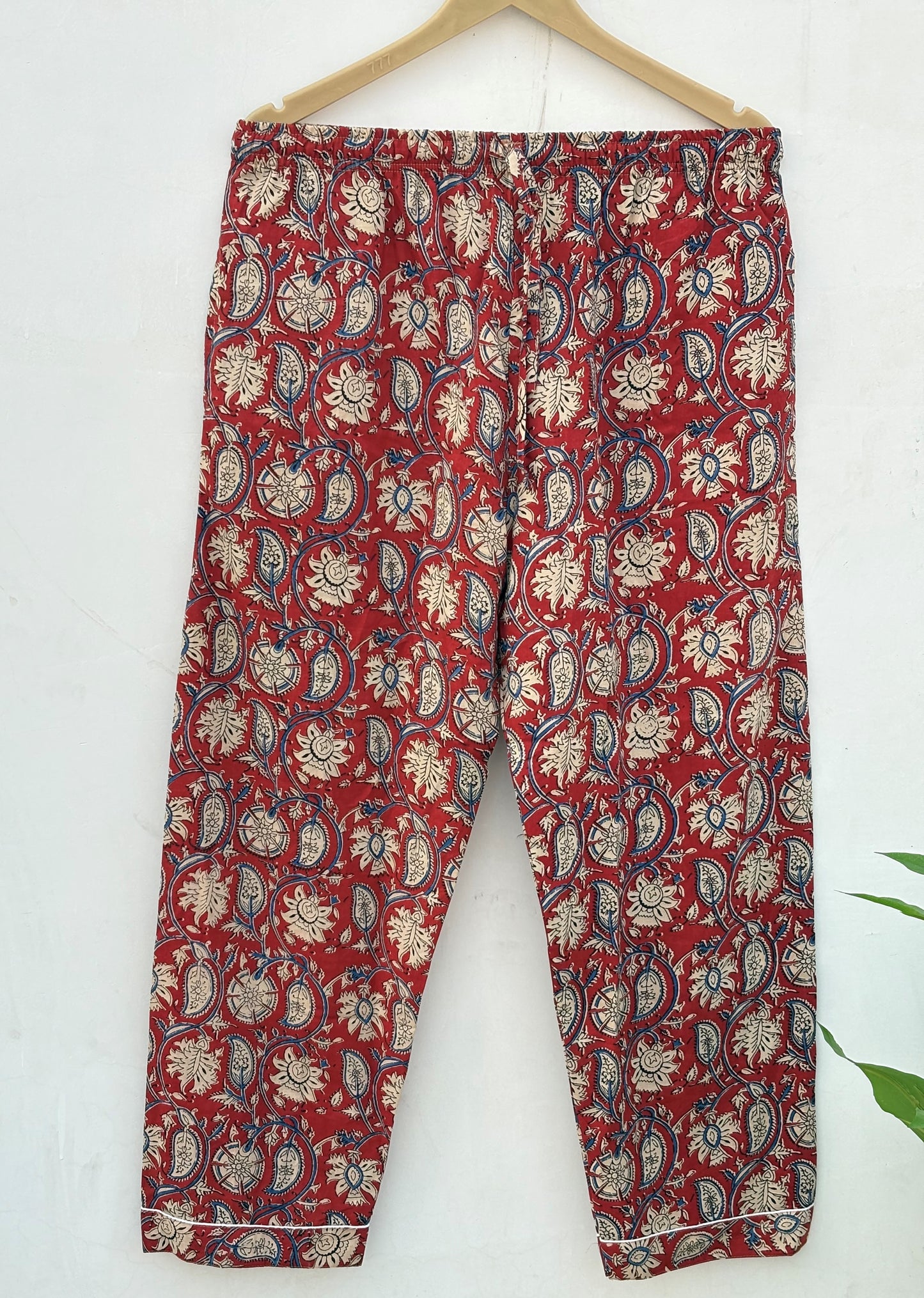 Indian Handmade Bagru Paisley Print Cotton Women Pajama Set Light Weight Breathable Sleepwear Comfoter