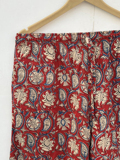 Indian Handmade Bagru Paisley Print Cotton Women Pajama Set Light Weight Breathable Sleepwear Comfoter