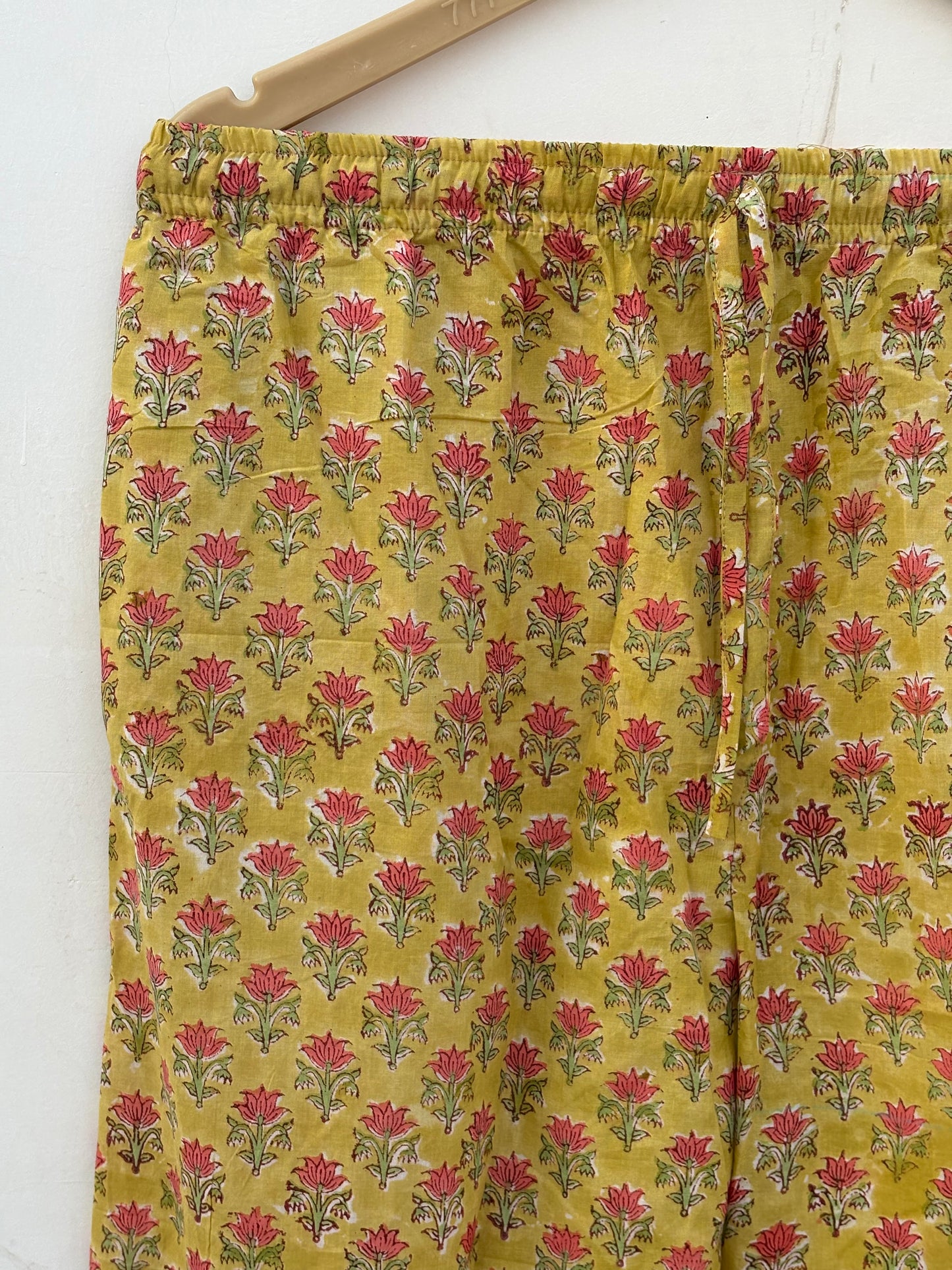 Handmade Cotton Pajama Set: Block Print Boho Loungewear With Pouch Set Full Night Dress For Summer