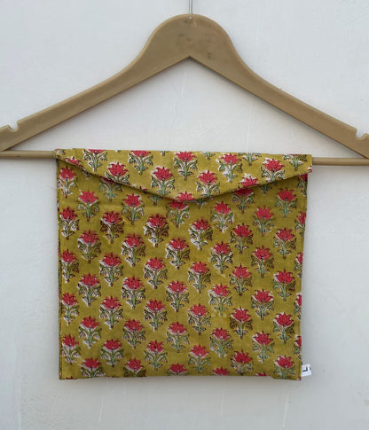 Handmade Cotton Pajama Set: Block Print Boho Loungewear With Pouch Set Full Night Dress For Summer