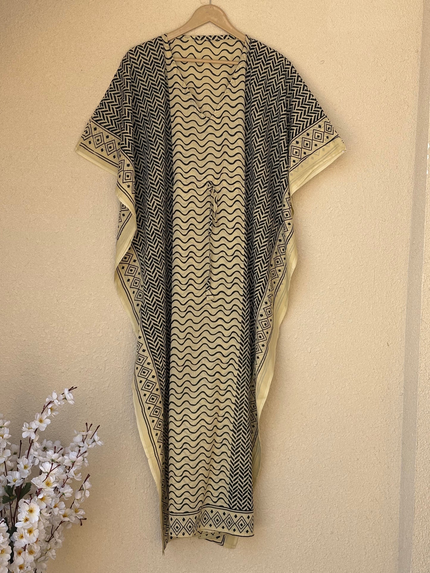 Indian Handmade Bagru Light Weight Cotton Kaftan Beach Wear Bikini Cover Up Long & Short Kaftan Night Maxi Gown