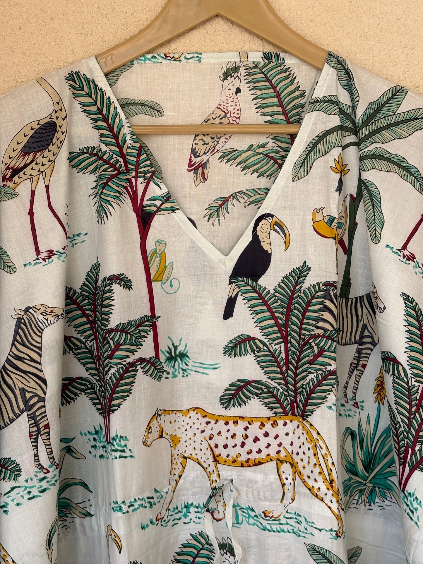 Jungle Print Beautiful 100% Cotton Long & Short Women's Summer Beach Cover Ups Kaftan Night Gown