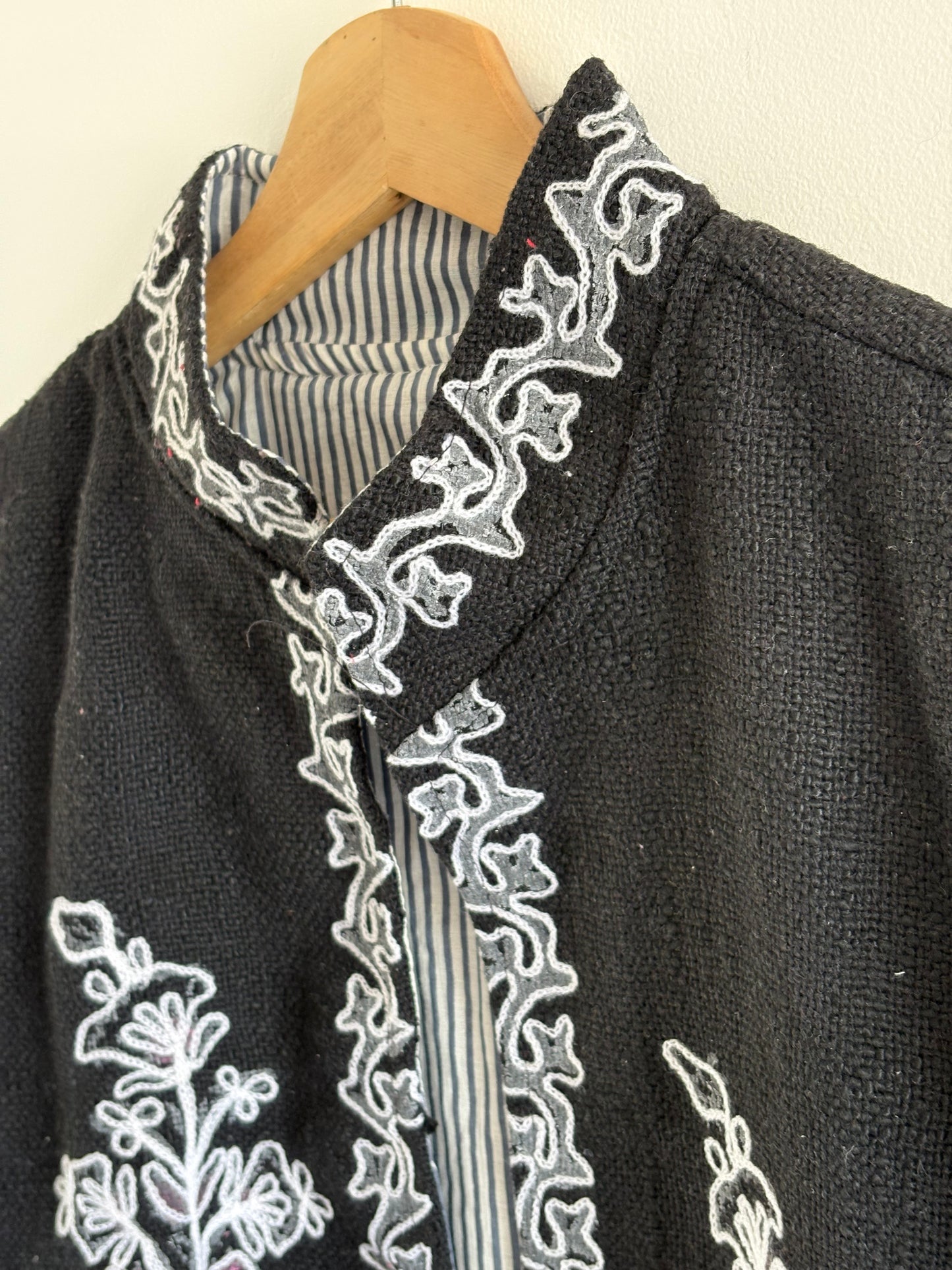 TNT Suzani Hand-Embroidered Black Suzani Jacket | Bohemian Floral Cotton Party Wear Jacket